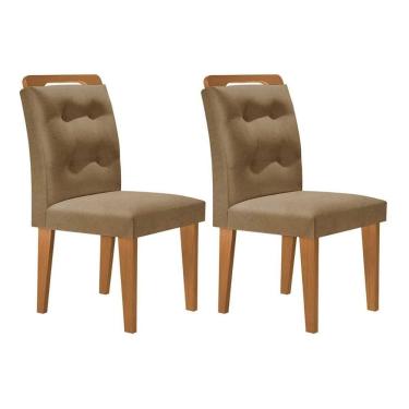 Imagem de Kit 2 Cadeiras Sala Jantar Imperatriz 2 Un Madeira Capuccino-linho Bege Turim - Rufato