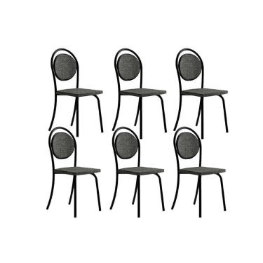 Imagem de Kit 6 Cadeiras Sala Jantar 1738 6 Uni Pretografite Preto Carraro
