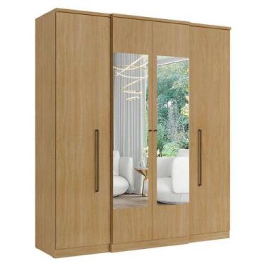 Imagem de Guarda Roupa Casal Splendore Glass 4 Portas Nogal Acetinado - Thb - TH