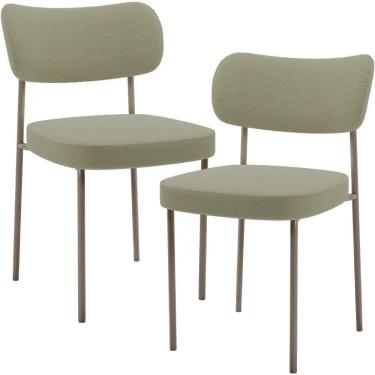Imagem de Kit 02 Cadeiras Para Sala De Jantar Melina Base Arena L02 Bouclê Oliva - Lyam Decor