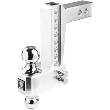 Imagem de BulletProof Hitches Engate de 5 cm de alumínio para serviço médio (classificação de 6,4 kg), engate de queda/elevação de 15 cm com esfera dupla de 5 cm e 2 5/40.6 cm