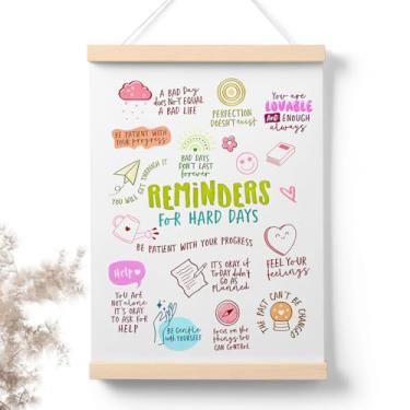 Imagem de PaJiaNi Pôster de afirmações positivas, decoração de parede inspiradora, arte de parede de saúde mental para sala de aula Calm Down Corner School Counselor Therapy Office Kid Room, lembretes para dias