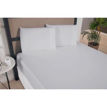 Imagem de Versatile Jogo de Lençol Micropercal 300 Fios, 3 Peças com Elástico, para Cama Casal, Queen e King, 5 Cores Disponíveis (Cinza, Queen: 1,98mx1,58mx35cm)