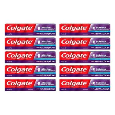 Imagem de Kit 10 Creme Dental Colgate Máxima Proteção Cáries Neutraçúcar 70g Cad