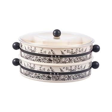 Imagem de Bothyi Bandeja dividida com tampa, travessa dividida para petiscos, travessa de 2 andares para servir frutas secas em festas de Ano