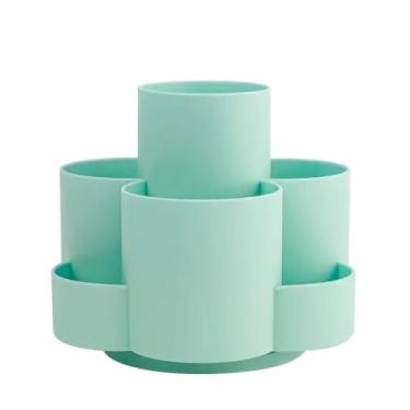Imagem de Organizador de Mesa Multi Divisórias Redondo Flor Giratório Porta Caneta Lápis Treco(VERDE CLARO)