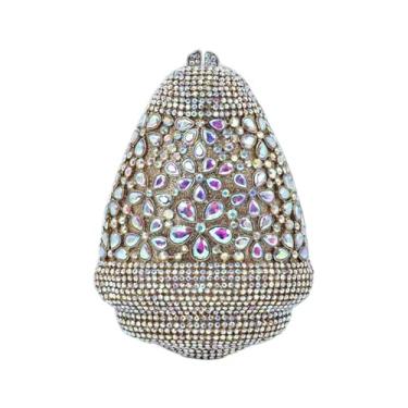 Imagem de XNSYMJD Bolsa feminina mini clutch luxuosa para noite com strass cintilante, bolsa de mão com glitter para festa de casamento, formatura, Ab prateado, 8.1"L x 2.8"W x 5.1"H (19*10*15cm)