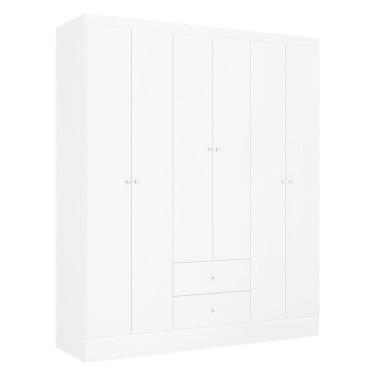 Imagem de Guarda Roupa Solteiro Astro 6 Portas 2 Gavetas Branco Rosa Flex Acetinado - Thb