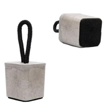 Imagem de Peso de Porta, Peso Calço Aparador de Porta Quadrado Concreto Cimento Cinza Corda Preta Nylon, 19cm(Kit 2 Unidades Peso de Porta)