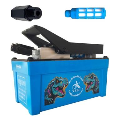 Imagem de Bomba hidráulica de ar 0,45 Gal 10.000 PSI Reservatório NPT 3/20.3 cm Saída de óleo, NPT 1/10.2 cm de entrada, bomba de pé hidráulica a ar feita de alumínio, azul