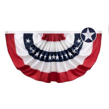 Imagem de TOPFLAGS Bandeiras de Bunting Bandeira Americana Bandeira Americana 9,5 x 1,5 m bordada EUA Plissada Bandeira Patriótica Buntings para exterior