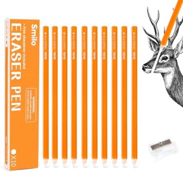 Imagem de Smilo Lápis de borracha, pacote com 10 lápis de artista laranja com apontador, borracha de detalhes finos para esboços, desenhos a lápis de cor e carvão, perfeitos para artistas, iniciantes e