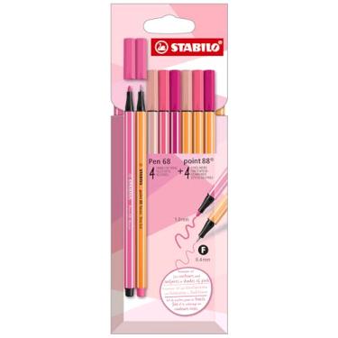 Imagem de Estojo STABILO PINK - Tons de Rosa, Point 88 + Pen 68, Estojo com 8 unidades (4 point 88 + 4 point 68)