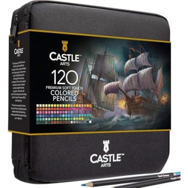 Imagem de Castle Art Supplies 120 lápis de cor com zíper | grafite de cor suave de qualidade para artistas adultos, profissionais e coloristas | em bolsa com zíper