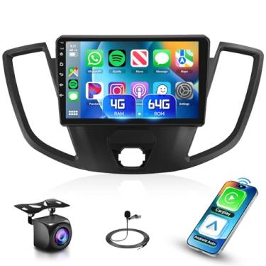 Imagem de Rádio estéreo 4 + 64 G para Ford Transit 2013-2019, tela sensível ao toque IPS de 9 polegadas/Android 13/Wireless CarPlay/Android Auto/DSP 32 EQ/Navegação GPS/WiFi/5.0Bluetooth/FM/RDS/SWC/AHD