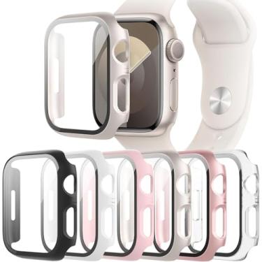 Imagem de Pacote com 6 capas compatíveis com Apple Watch Series 11 10 de 46 mm com película de vidro temperado, capa protetora de policarbonato rígido ultrafino QCKANLJ para iWatch 11/10 de 46 mm