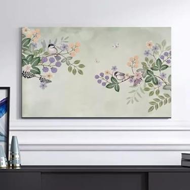 Imagem de Capa de proteção contra poeira para TV interna, padrão de pintura floral, pássaros, protetor à prova de poeira para telas LCD/LED, tecido decorativo, capa de televisão, sala de estar/quarto - flor||37