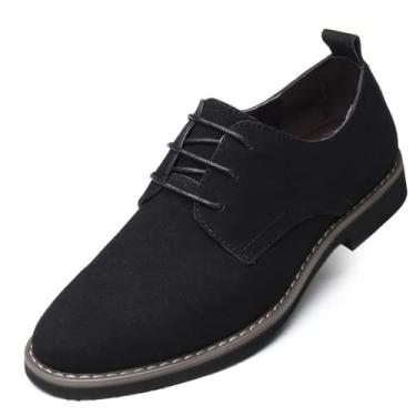 Imagem de Sapato social masculino de camurça, casual, com cadarço, Oxfords, Preto, 45