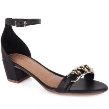 Imagem de Sandalia Feminina Salto Baixo Bloco Enfeite Corrente Festa Brilho A3.146-Feminino