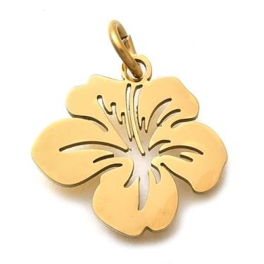 Imagem de MakemadeDIY 50 peças de pingentes dourados de aço inoxidável 304 banhados a ouro 18 K com anéis de salto para joias, pulseiras, colares, brincos, fazendo artesanato simples presente