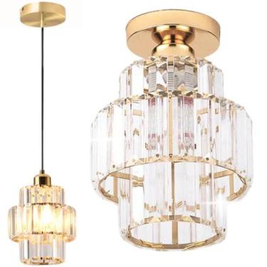 Imagem de Luminária Pendente Até 128Cm 32 Cristais Metal Dourado - GIMPO