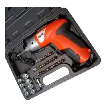 Imagem de Parafusadeira Elétrica Recarregável Sem Fio 45 Peças | 4,8V | Com Luz LED, Mandril Magnético, Maleta Completa | Ideal para Montagem e Reparos Domésticos