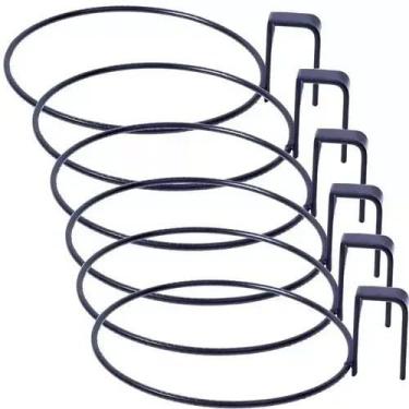 Imagem de 6 Suportes 11 cm Vaso Pendurar Parele Planta Aço Redondo suporte para vaso Kit com 6 Unidades em Aço - Para Plantas Penduradas, Jardim Vertical em Varanda, Sala e Cozinha