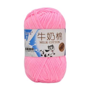 Imagem de Pacote com 2 fios de algodão leiteiro – linha de tricô macia para roupas de boneca, chapéu e cachecol (Rosa-31)