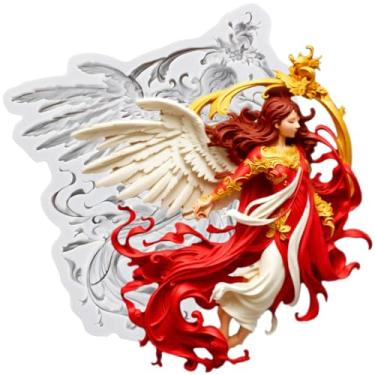 Imagem de MYPRACS Molde de silicone para fondant de fada de flores para decoração de bolos de açúcar e cupcake topo de pasta de goma argila de polímero