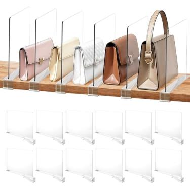 Imagem de ADLABLD Pacote com 12 divisórias de acrílico para prateleiras, divisórias transparentes para armário e organizador vertical para armários, quarto