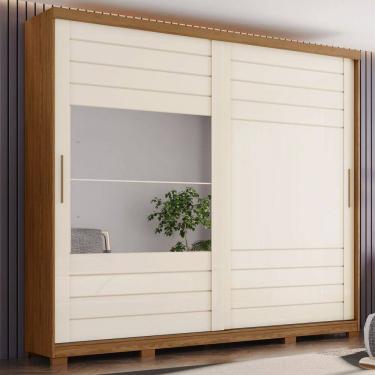 Imagem de Guarda-Roupa Casal Cayman 2 Portas 6 Gavetas 100% Mdf Natural/ Off White - Henn