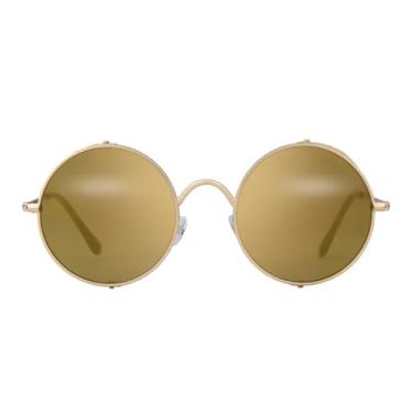 Imagem de HCHES Óculos de Sol Retrô Steampunk Vintage Redondos para Homens e Mulheres, Pequenos, de Metal, para Dirigir, com Proteção UV400 (3 unidades)