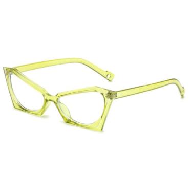Imagem de Óculos de grau poligonais olho de gato feminino masculino vintage luxo (verde)