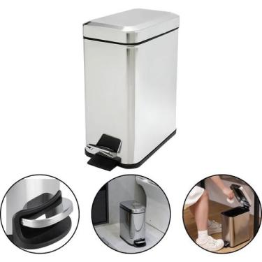 Imagem de Lixeira Inox 6L com Pedal e Fechamento Suave Globalmix  Banheiro e Coz