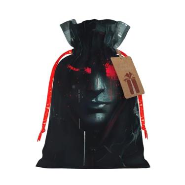 Imagem de Sacos de presente com cordão de Natal com estampa Hacker Era para Natal, aniversário, festa de casamento, presentes