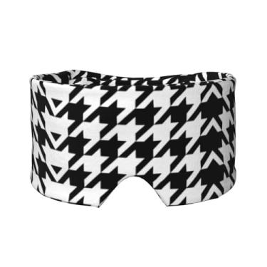 Imagem de Houndstooth Protetor de olhos e orelhas com estampa preta, respirável, ajustável, blecaute, venda, confortável