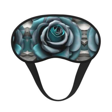 Imagem de Máscara de dormir blackout cinza azul-petróleo com estampa de rosa máscara de luz macia para dormir meditação viagem ioga