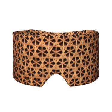 Imagem de Máscara de vime para olhos e orelhas com estampa de grade de tecido, respirável, ajustável, blecaute, venda, confortável