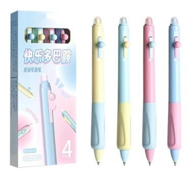 Imagem de YYaaloa 4 canetas de gel retráteis apagáveis fofas de ponta fina 0,5 mm tintas azuis fazem com que os erros desapareçam para planejador de escrita e palavras cruzadas (multicolorido, azul)