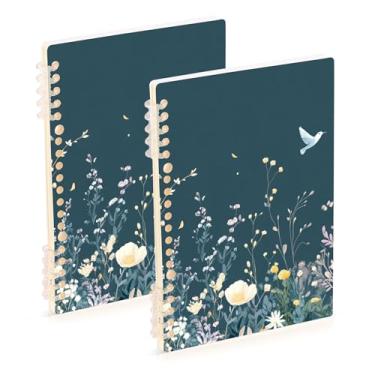 Imagem de Burbuja Cadernos com nome, papel pautado universitário A5 com 60 folhas, fichário para escritório, 2 unidades