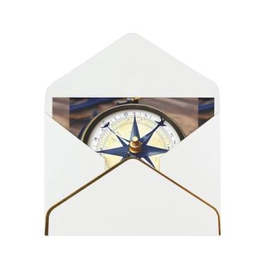 Imagem de SKKNT Cartões de felicitações com impressão de bússola de barco à vela para todas as ocasiões, convites de festa de aniversário de casamento, 12,7 x 15,2 cm