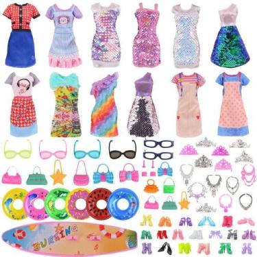Imagem de Conjunto De Acessórios Para Boneca Barbie Com 45 Peças, Roupas, Sapato