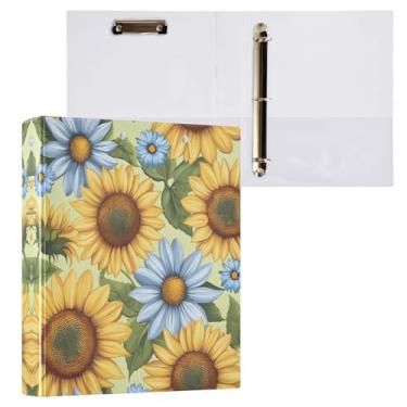 Imagem de STAYTOP Lindo organizador de fichário de girassóis redondos, fichário de 3 anéis com prancheta (carta A4), fichário fofo para material de escritório escolar
