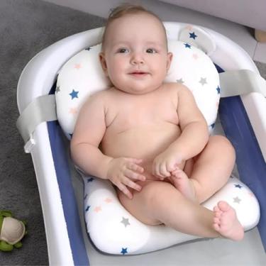 Imagem de Almofada de Banho Flutuante para Bebê Anatômica com Cintas Ajustáveis e Enchimento Antimicrobiano