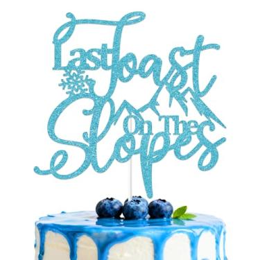 Imagem de Hzbcxs Last Toast on the Slopes Cake Topper Apres Ski Bride Winter Wedding Bachelorette Party Decorations Snow in Love Bridal Shower Decorations Blue