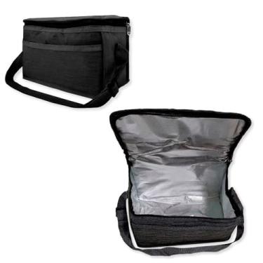 Imagem de Bolsa Térmica Porta Marmita, Preta, com Alça Ajustável e Forro Térmico, para Lanche e Bebida