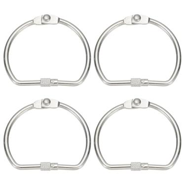 Imagem de PATIKIL Anéis de encadernação de folhas soltas, 5 cm, 6 peças, anéis de encadernação de livros de metal em forma de D com anel de chave niquelado para cartões de índice, arquivos de fotos, arquivos