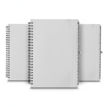 Imagem de Caderno de Anotações em Polipropileno Reciclável, 21x15,4x1cm, com Suporte para Caneta, 70 Folhas Pautadas Brancas (3, Branco)