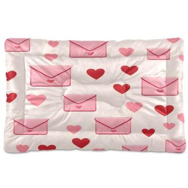Imagem de Wassud Envelopes and Red Hearts Tapete lavável para animais de estimação para cães e gatos, almofada de cama de viagem antiderrapante, almofada de canil para ambientes internos e externos, 91 cm x 61