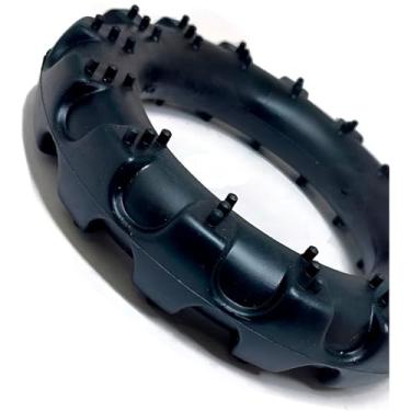 Imagem de Mordedor para Cães Formato Pneu, Borracha Preta, Tamanho M 12cm, Brinquedo para Limpeza Dental e Alívio de Estresse